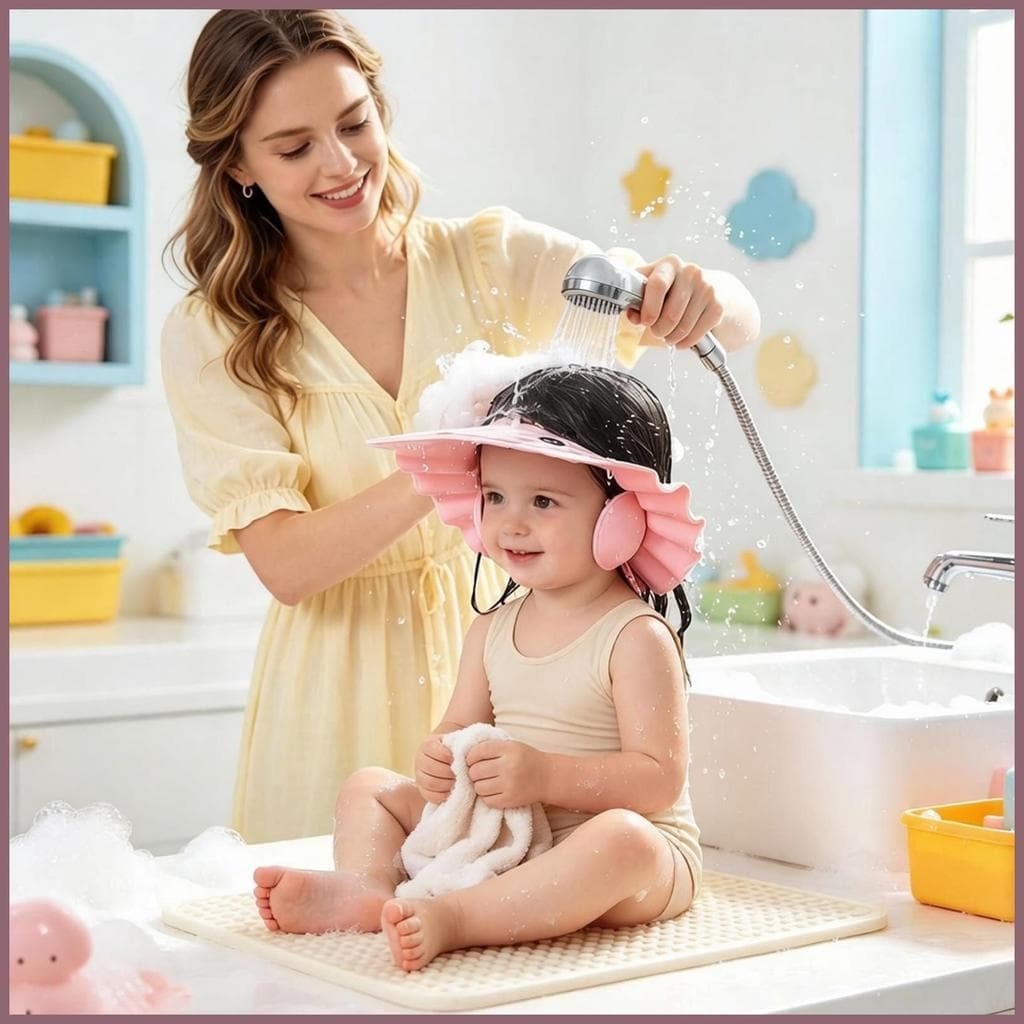 Touca De Banho Infantil Ajustável , À Prova D'água , Proteção Para Os Ouvidos , Chapéu Crianças , Meninos , Meninas , Ca