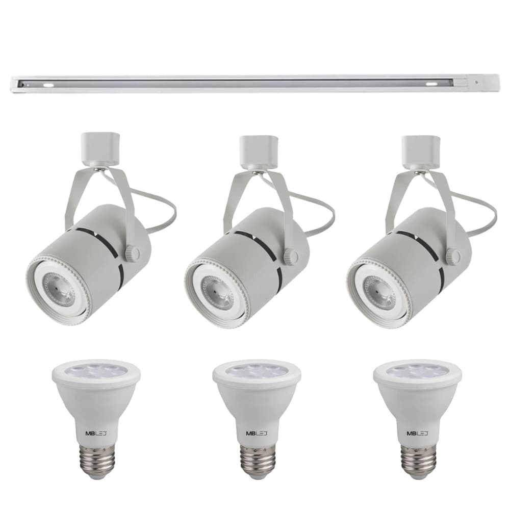 Kit Trilho 1M + 3 Spots Classic Branco + 3 Lâmpadas PAR20 9W - Nordecor 6000k (Branco Frio)