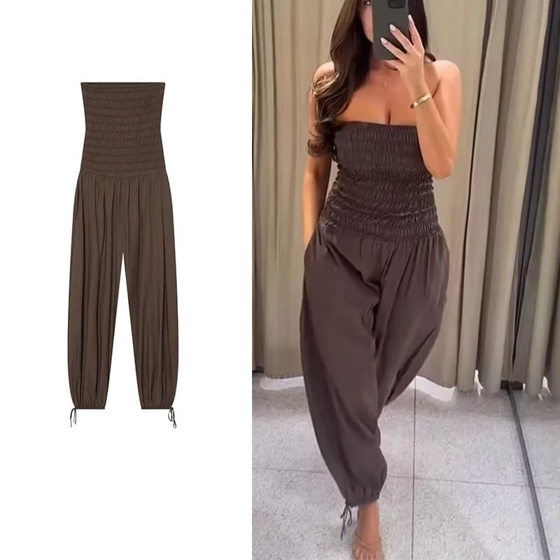 Macacões Femininos Verão 2026 Nova Moda Top Tubo Elástico Elegante Macacão Feminino de Verão para Viagens e Uso Urbano p