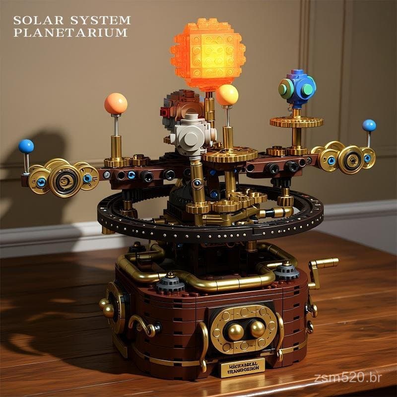 Conjunto de Planetas em Rotação do Sistema Solar, Blocos de Construção Educativos com Engrenagens Intertravadas,
