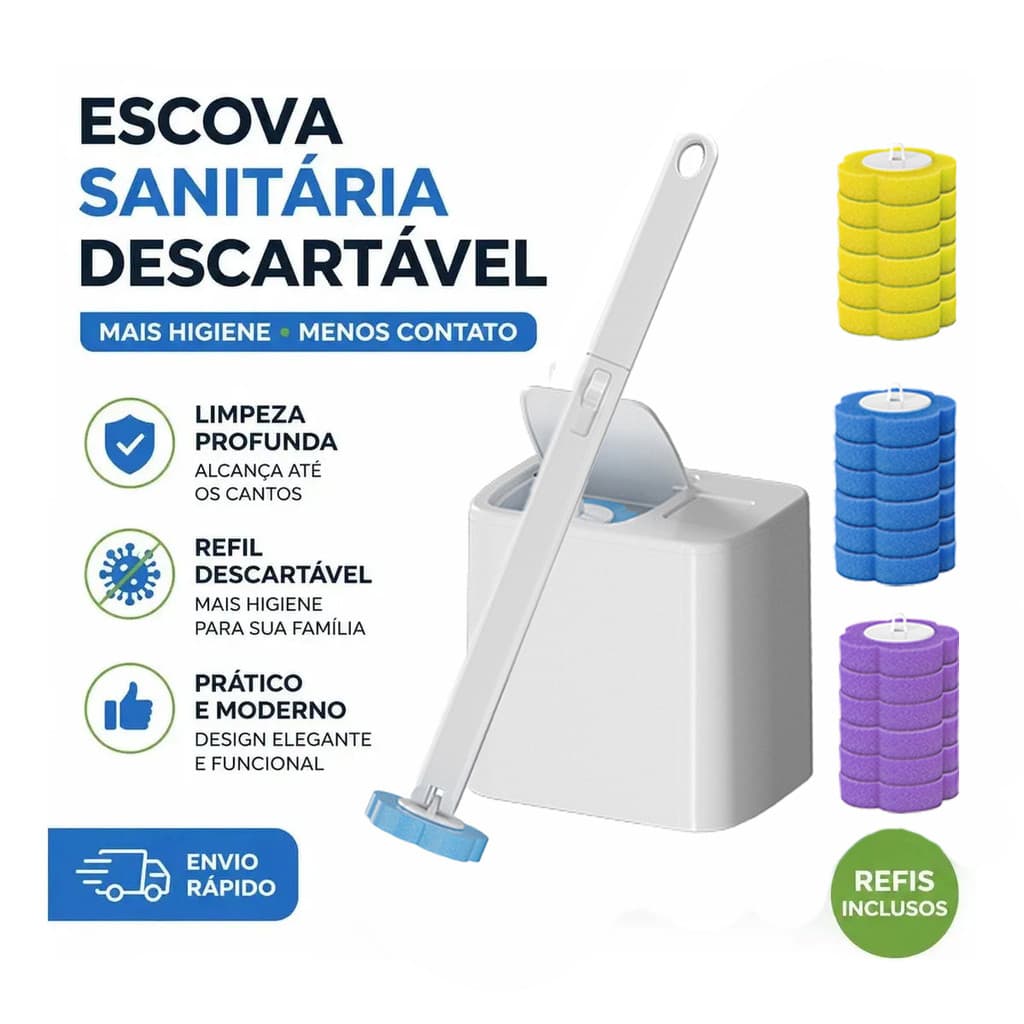 Disposable Toilet Brush with Wall Mount, Contactless, Rotating Head, Multipurpose Bathroom Cleaner with Refills