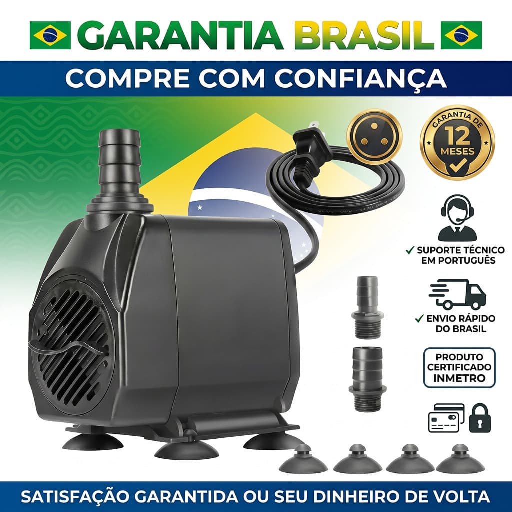 Bomba De Água Submersa Aquário Fonte 2000 L/H 30W 220V Silenciosa Hidroponia Lago Pronta Entrega