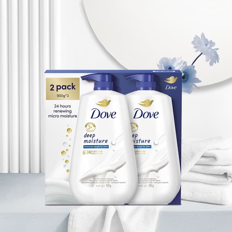 Dove/Dove Deep Camp Gel de banho hidratante para pele 900g * 2 Supermercado Mesmo estilo Gel de banho importado limpo