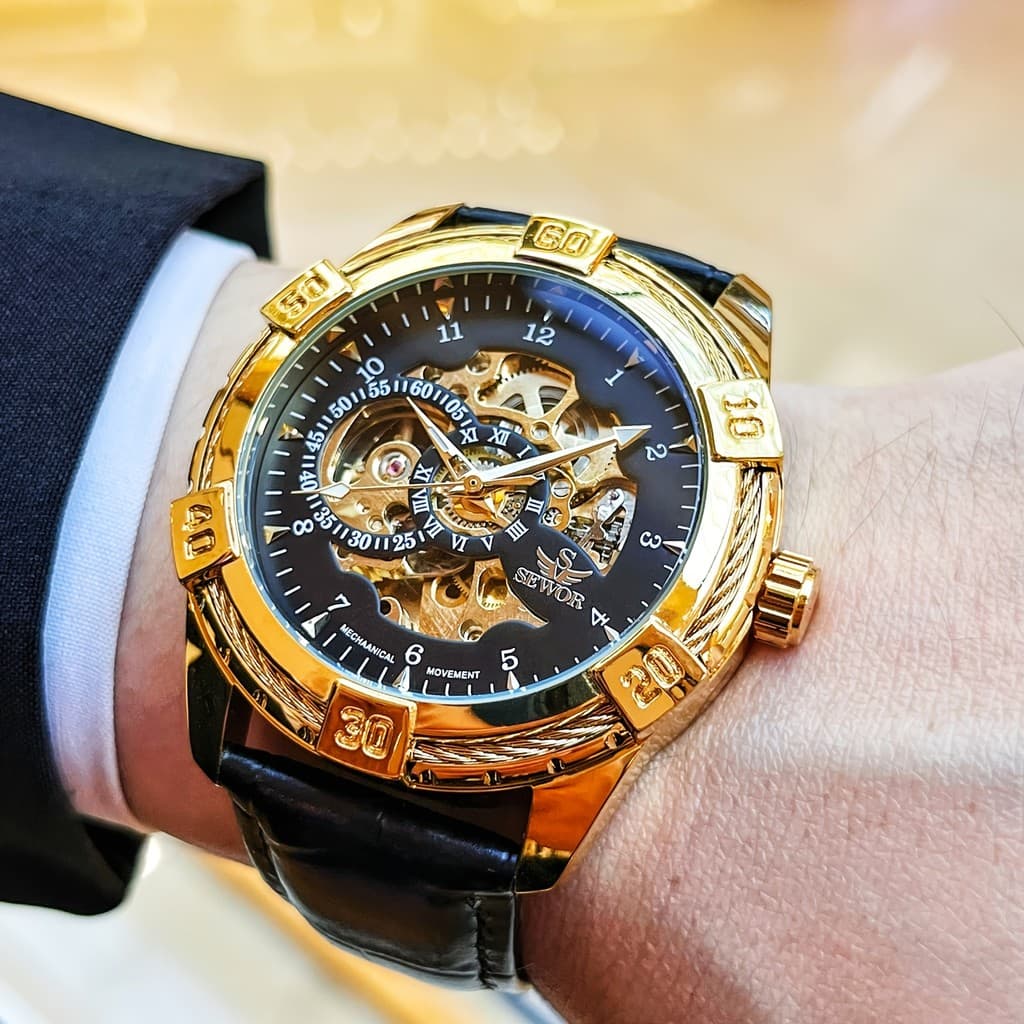 Relógio Mecânico Automático com Tourbillon e Luz Noturna para Homens, Multifuncional e Elegante, Estilo Retro Urbano Mod