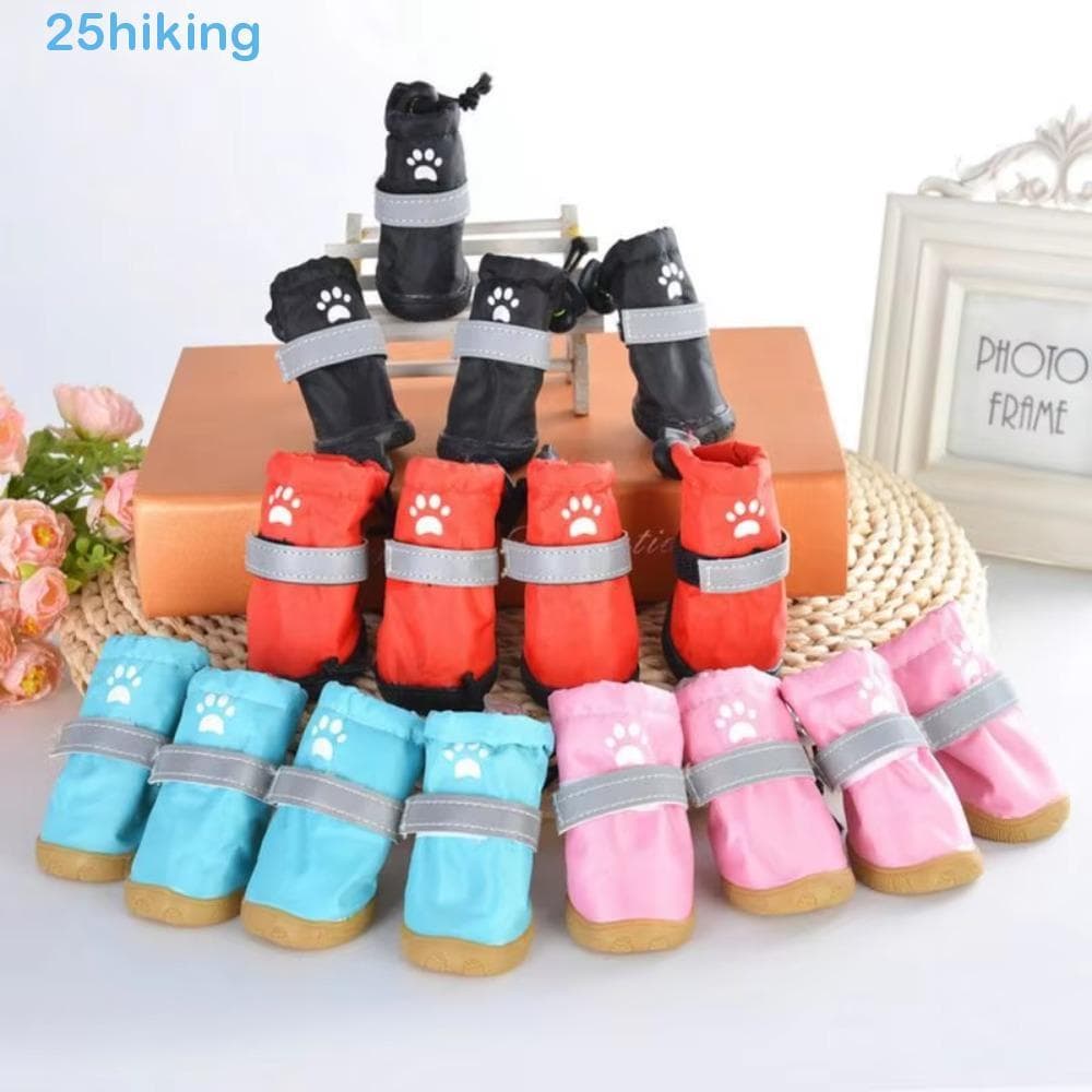 4 Pçs/set Sapatos Para Cães De Estimação , Botas Antiderrapantes Impermeáveis Cachorros , De Chuva Reflexivos Resistente