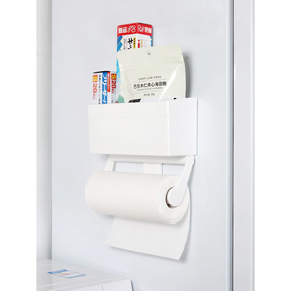 Cozinha magnética geladeira rack de armazenamento parede lateral cabide magnético suporte de rolo de papel suporte de to