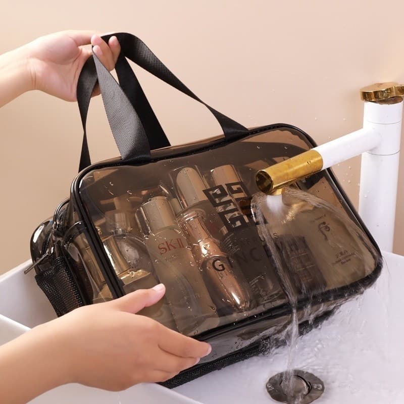 Bolsa De PVC Transparente Para Cosméticos Impermeável Portátil De Média Capacidade Viagem/Produtos De Higiene Pes