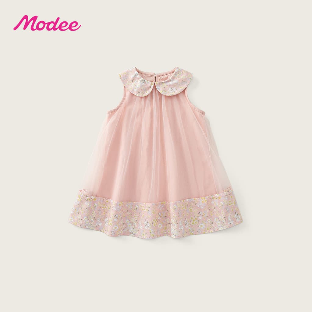 Meninas rosa gaze costura vestido 2026 verão médio pequeno crianças estilo doce sem mangas vestido de princesa Cross-Bor