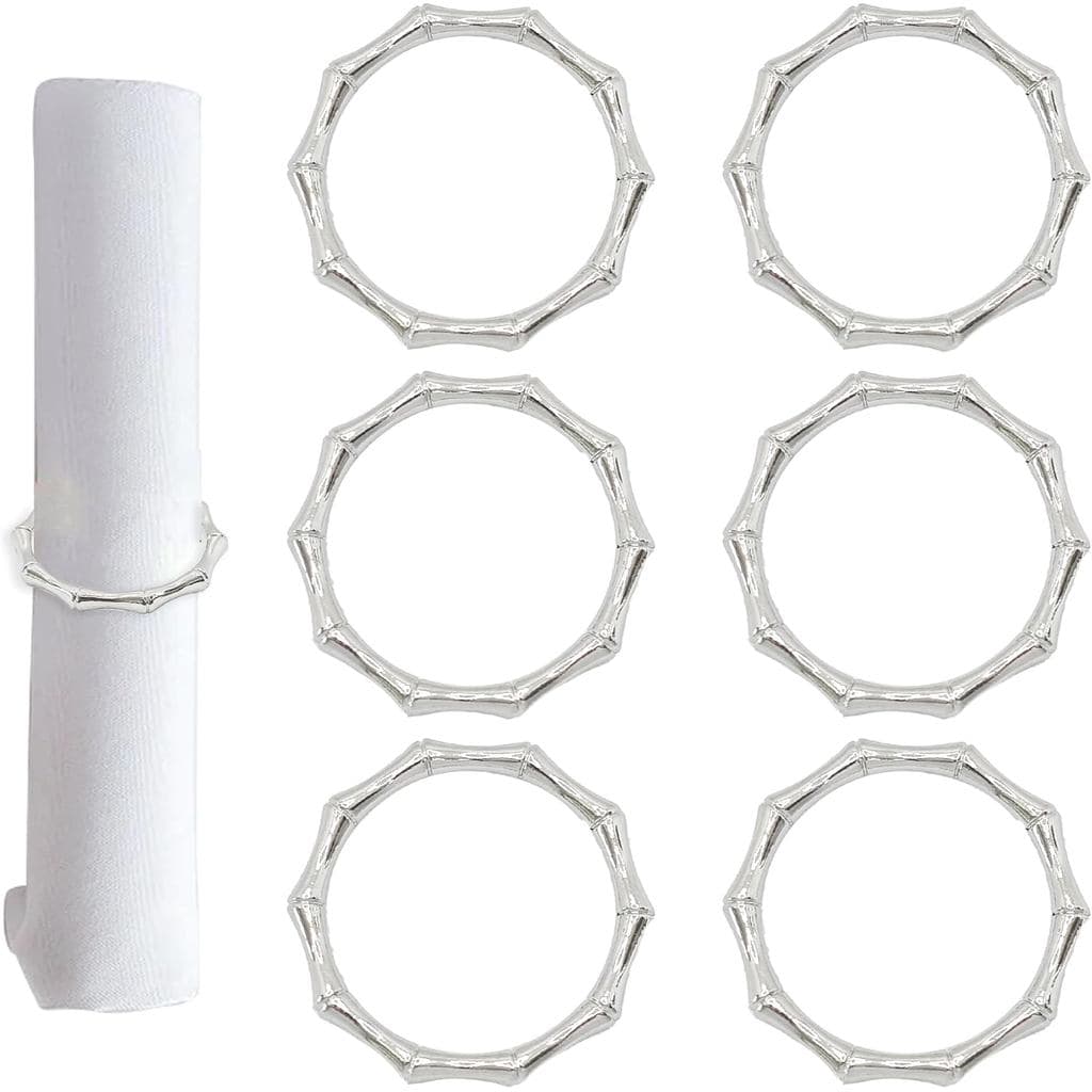 PSON 6 Peças de Anéis de Guardanapo Estilo Bamboo Knuckles para Decoração Elegante de Mesa, Casamentos, Jantares em Famí