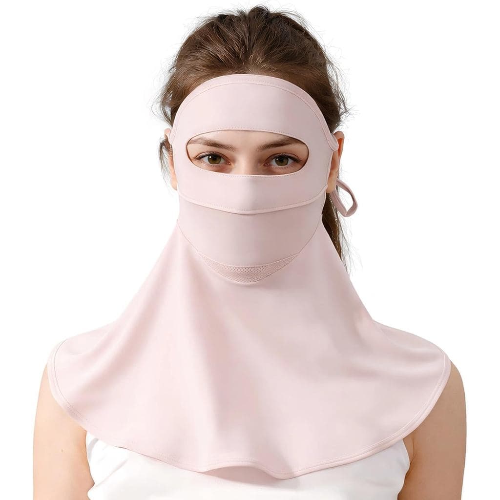 Máscara Solar Facial Completa UPF50+ para Mulheres, Proteção UV Respirável com Cobertura para o Pescoço e Alça Ajustável