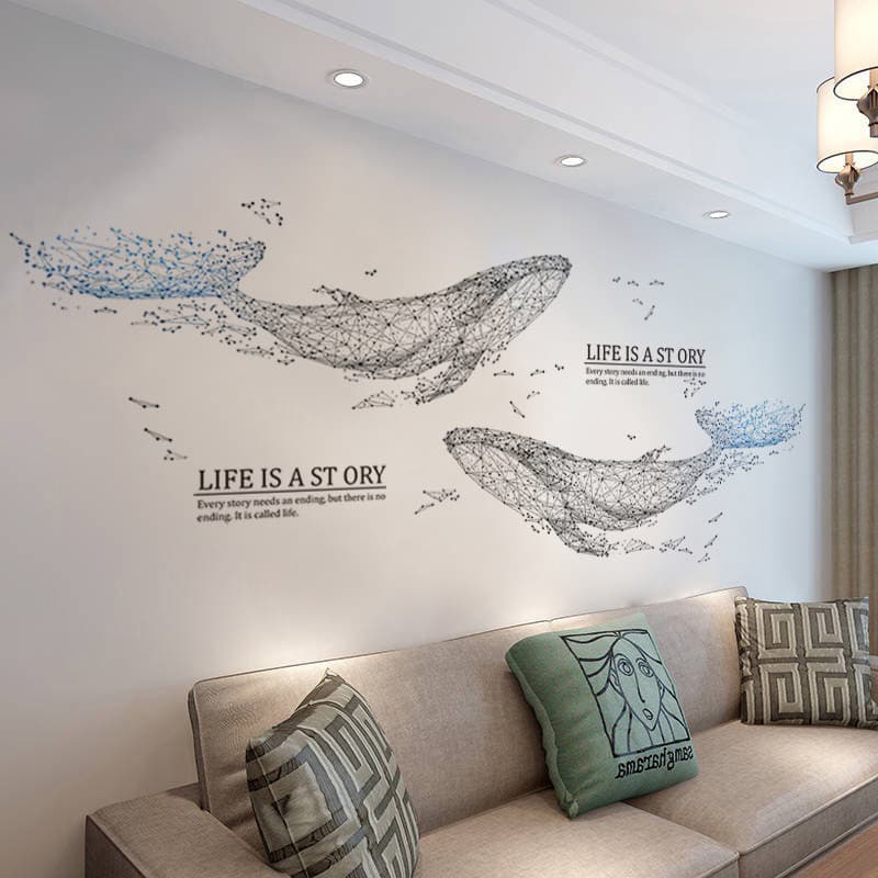 Ins baleia adesivos de parede estilo nórdico decoração da parede adesivos sala estar fundo papel de parede auto-adesivo
