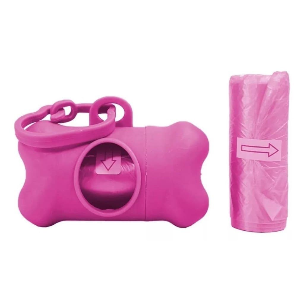 Kit Cata Caca Pet Para Passeio Suporte com 2 Refil Coletor de Lixo Cor Rosa