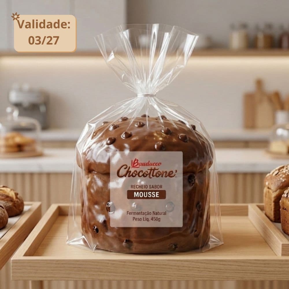 Panetone Bauducco Recheado Sabor Mousse de Chocolate 450g – Sem Embalagem