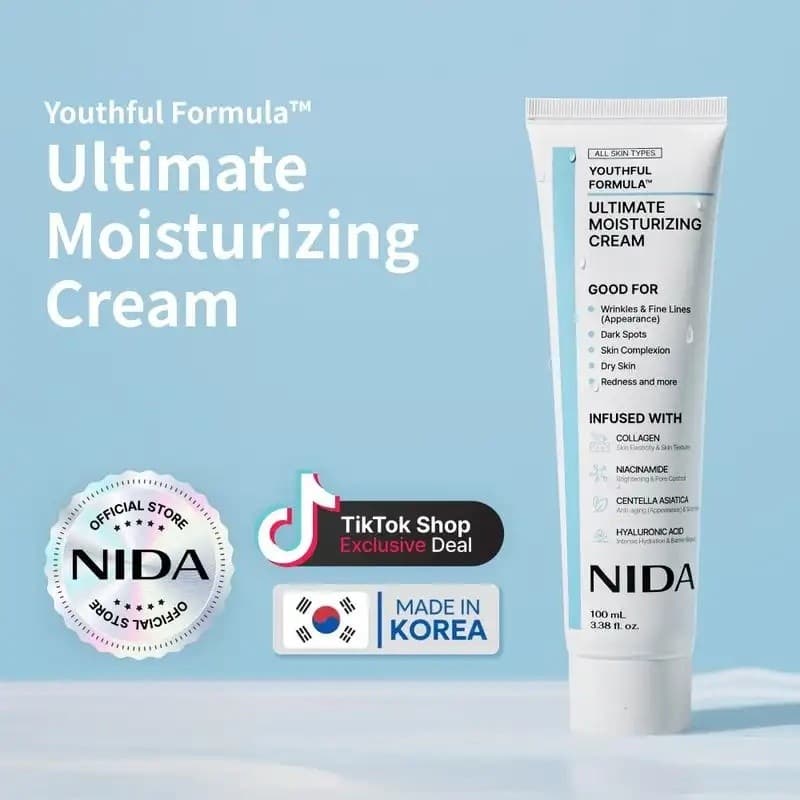 Creme Hidratante Ultimate NIDA Youthful Formula (100mL) / Colágeno, Niacinamida, Centella Asiatica, Ácido Hialurônico /