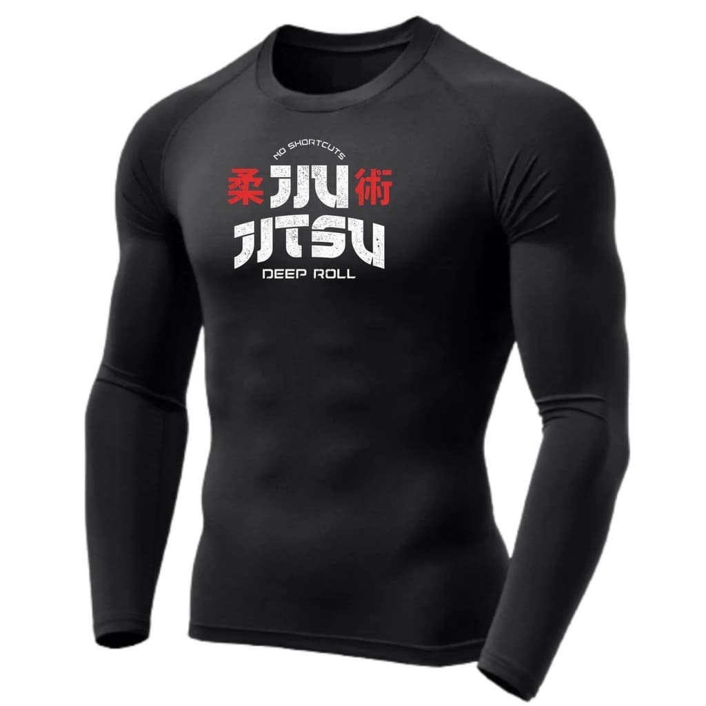 manga longa jiu jitsu mma camisa compressao p m g gg camisa luta academia treino corrida esportes