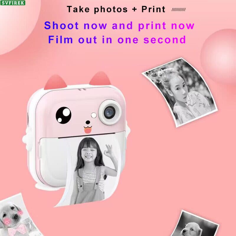 Crianças Câmera De Impressão Impressora Térmica 2.4 Polegada Tela IPS Criança Digital Foto Instantânea Polaroid Suporte