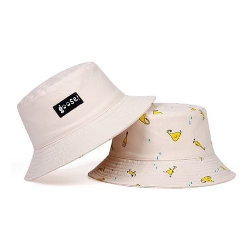 Boné Chapéu Bucket Hat Rosa Ganso Dupla Face Bege Amarelo