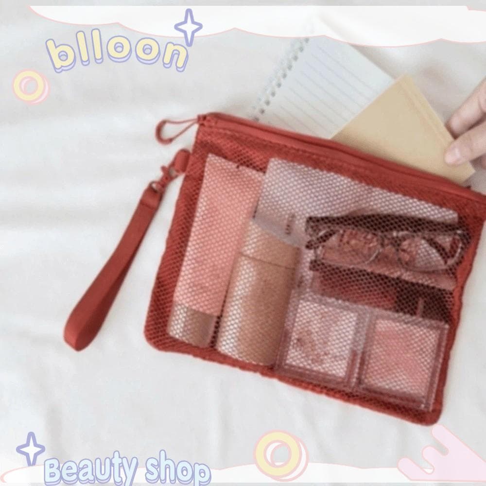 Bolsa Cosmética BLLOON , De Armazenamento De Cor Sólida De Poliéster , Com Maquiagem Multifuncional Zíper