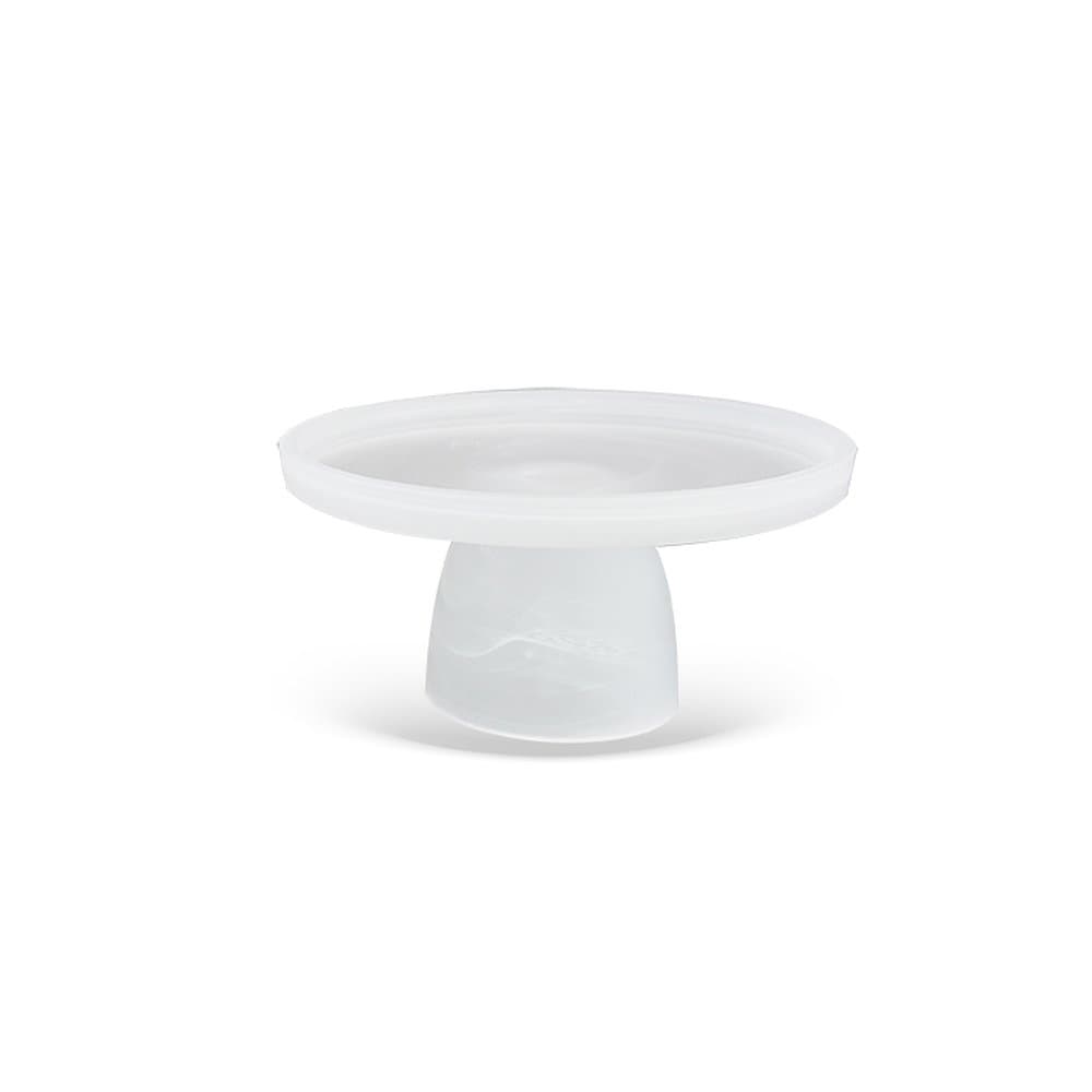 Prato para Bolo com pé em Vidro Jateado Branco - 26x26x12.5cm - BTC HOME DECOR