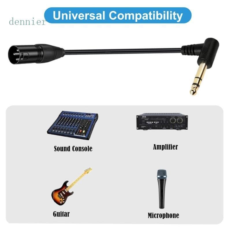 Den XLR 3 Pinos A 90 ° Adaptador Conversor 6 35mm 1 4 TRS Para Microfone