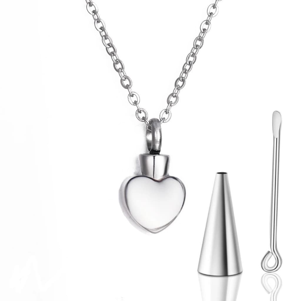 Colar De Urna De Coração Pequeno , Aço Inoxidável , Joia De Cremação Simples , Pingente De Lembrança Memorial Com Kit De