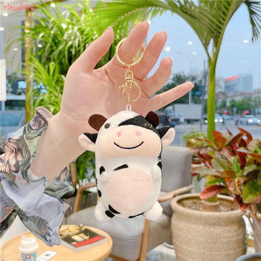 Pingente de brinquedo de pelúcia de vaca de 10 cm, boa elasticidade que não desbota, adequado para mochila escolar A1QZ