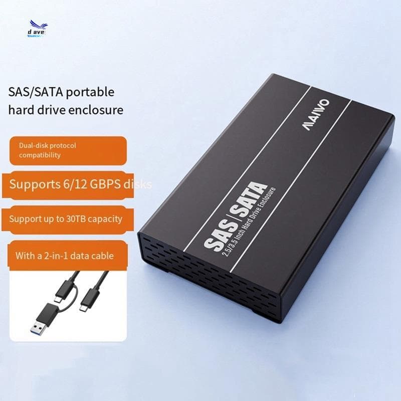 Gabinete De Disco Rígido Externo SAS/Sata 2.5/3.5 Polegadas HDD Case Para Type-C Dock Suporte Max 30T/SSD Disk