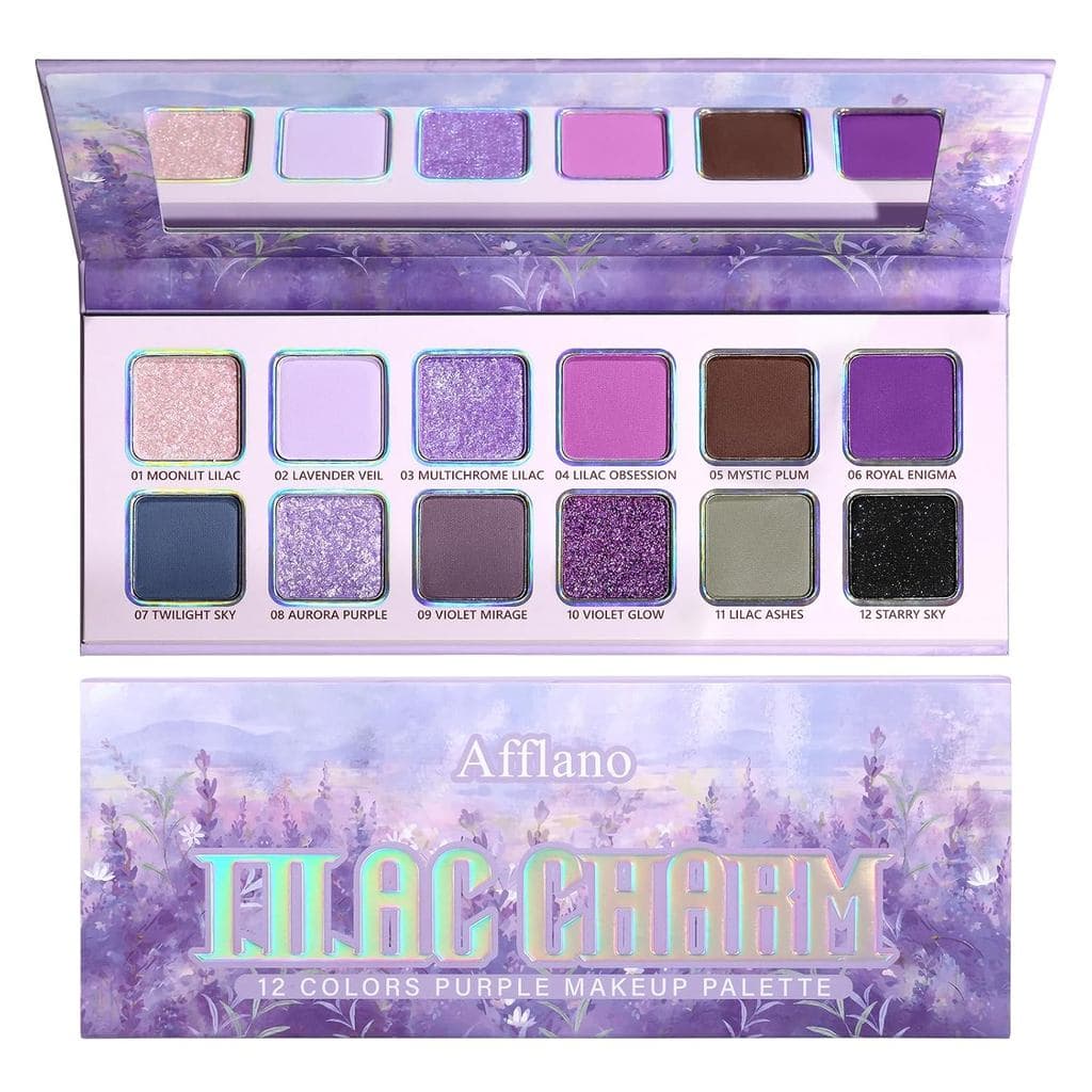 Paleta de Sombras Roxa, Paleta de Sombras Pigmentadas Matte e Cintilantes em Tons Lavanda e Lilás para Olhos Verdes, Pal