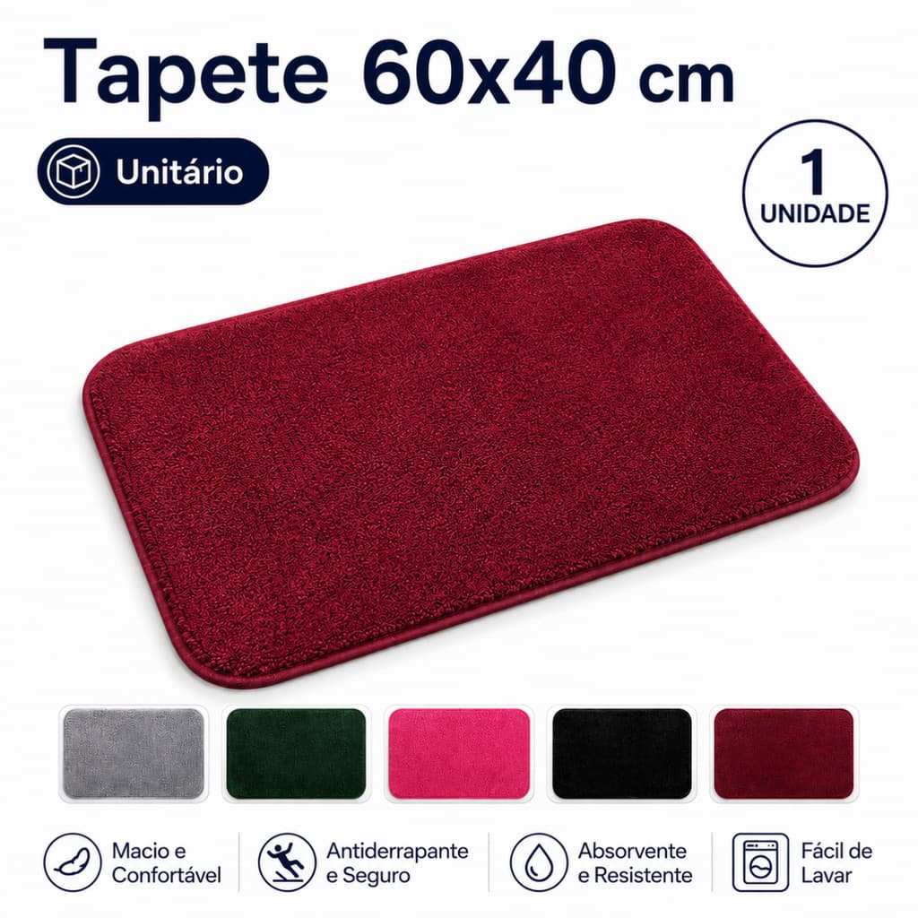 Tapete Unitário 60x40 para Banheiro Quarto e Cozinha