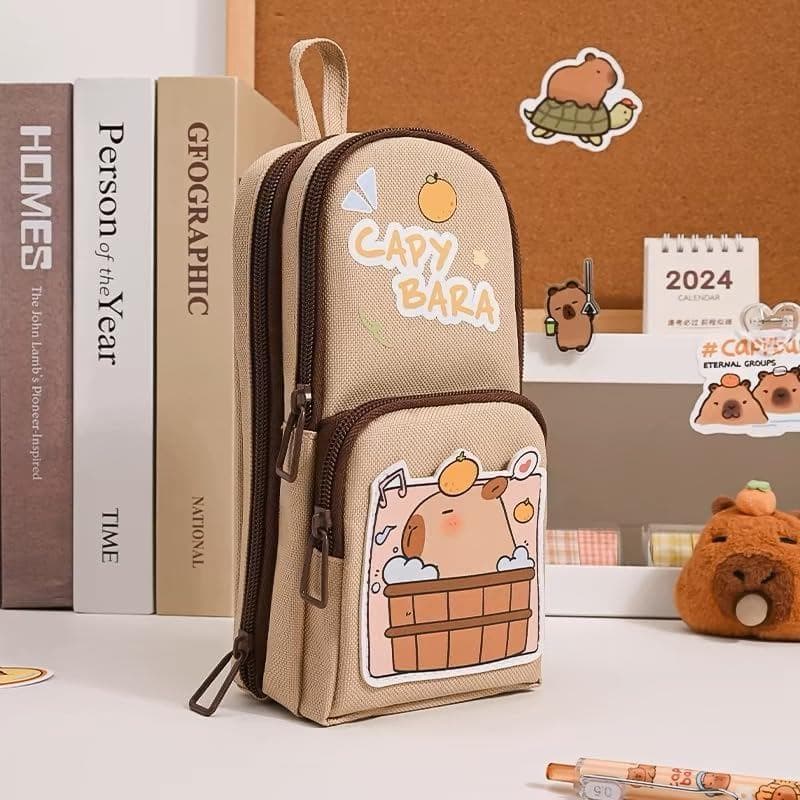Estojo de Lápis de Grande Capacidade com Desenho de Capivara, Bonito e Estético, Porta-Canetas, Estojo para Lápis (versã