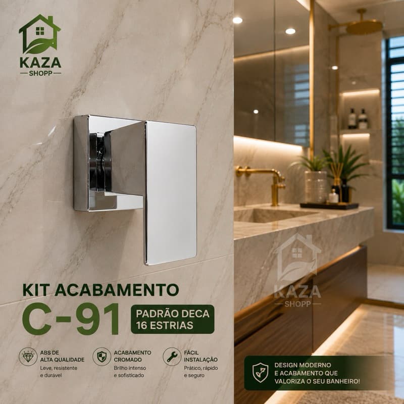 Acabamento Para Registro Banheiro 1/2, 3/4 e 1'' ABS Padrão Deca