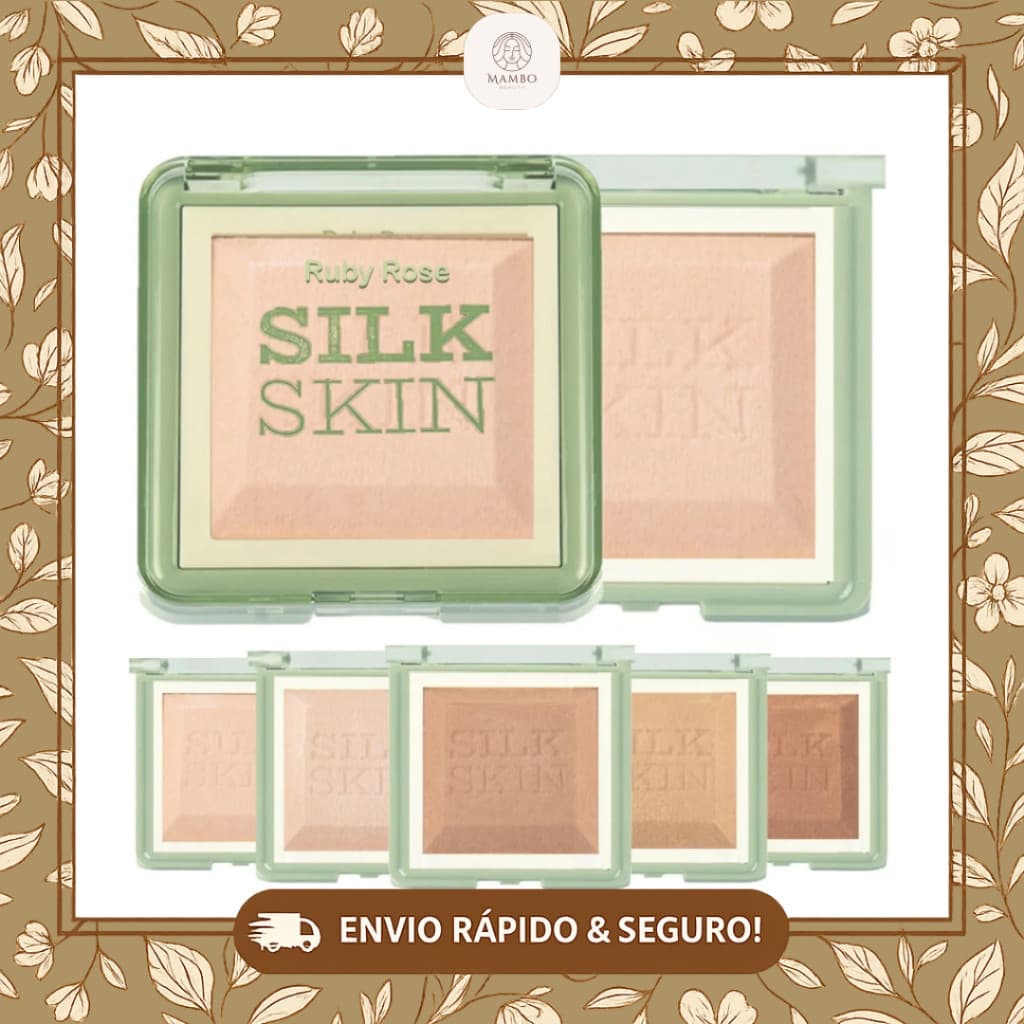 Pó Compacto Facial Ruby Rose Silk Skin Baked Light Finish – Efeito Natural e Pele Uniforme