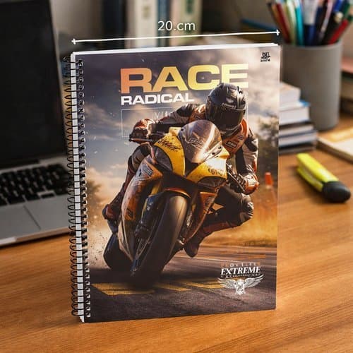 Caderno Universitário 10 Matérias 160 Folhas Tema Moto Radical Escolar Faculdade