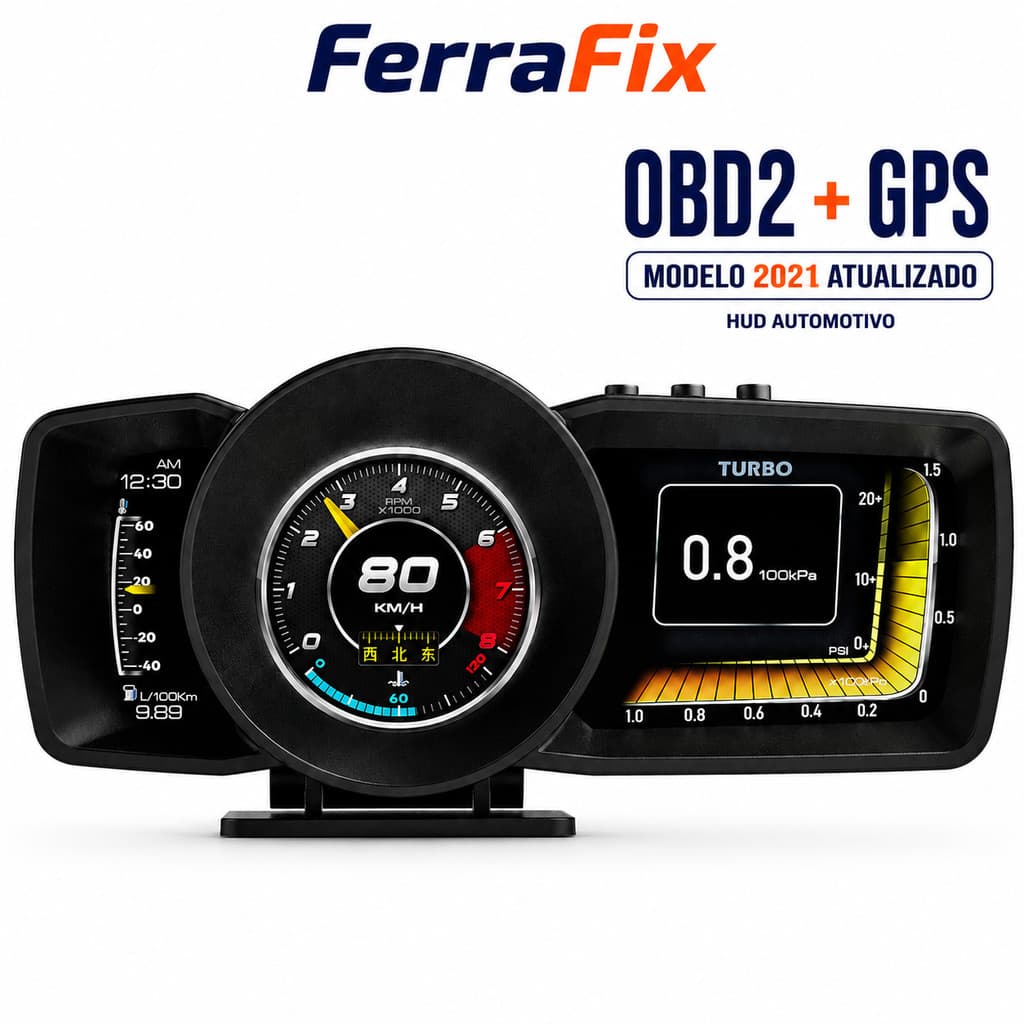 HUD OBD2 GPS para Carro, Velocímetro Digital A600 com Display LCD, Computador de Bordo e Alerta de Segurança