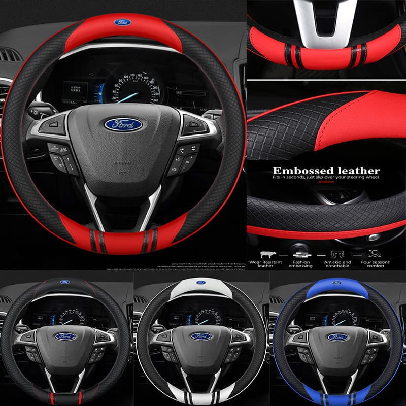 Capa de volante em couro dedicada para Ford Ecosport Kuga Mondeo Fiesta Focus