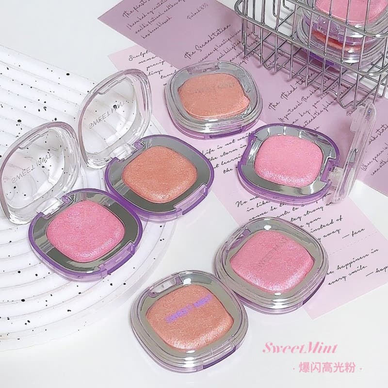 Sweetmint piscando destacando pó claro delicado sedoso Natural tridimensional destacando brilho destacando Blush uso dup
