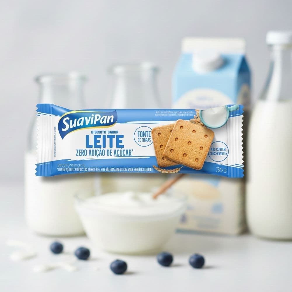 Biscoito SuaviPan Sabor Leite Zero Adição de Açúcar 36g