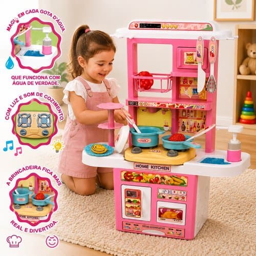 Cozinha Infantil Rosa Luzes Som Brinquedo Educativo Play Chef Estimulacao Sensorial Diversao Aprendizado
