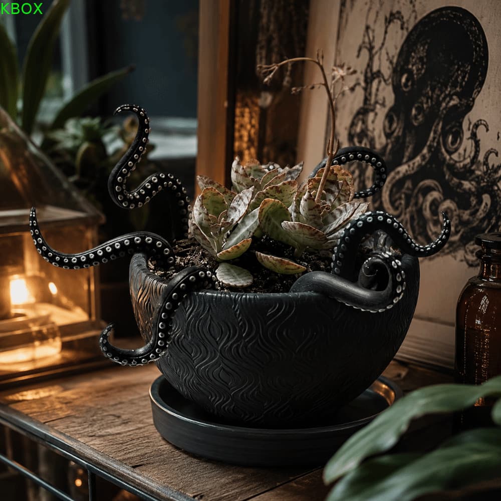 Poste De Planta Tentáculo KBOX , Pilha Decorativa Engraçada De Polvo De Resina , Decoração Criativa De Vaso De Flores Pa