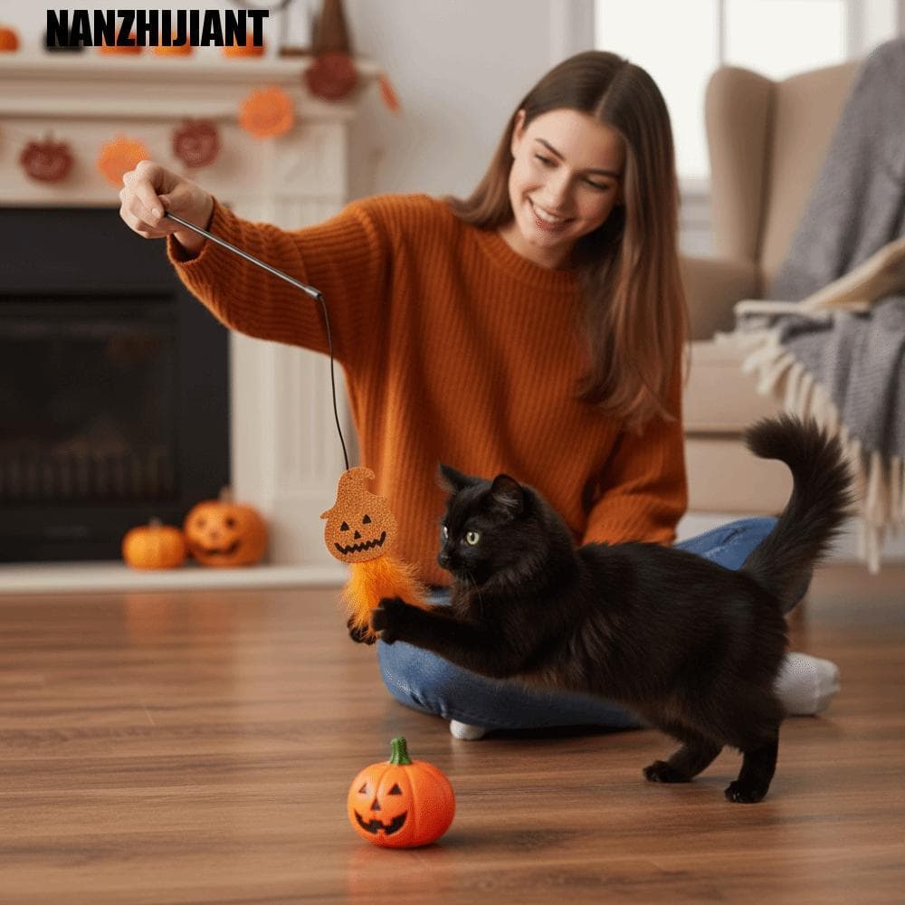 NANZHIJIANT 3 Peças De Brinquedos Para Gatos De Halloween , Brinquedo Interativo De Varinha De Gato Estilo Pena