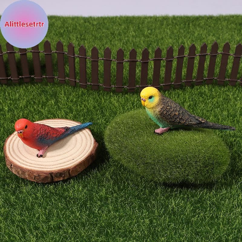 Tlesettrtr 1 Peça Simulação Papagaio Periquito Ornamento De Paisagem Em Miniatura Modelo Animal Estatueta De Gramado Pás