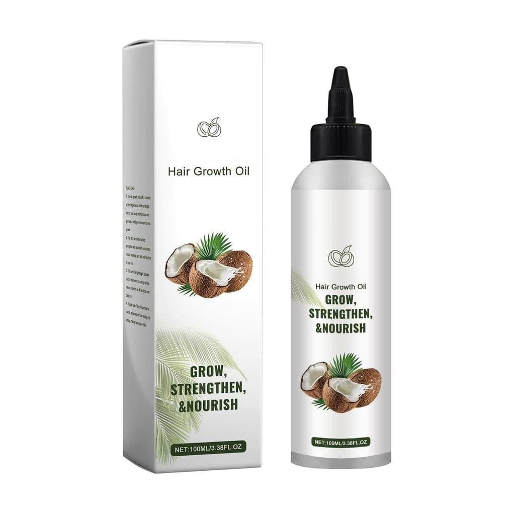 O óleo de coco natural pode fortalecer o cabelo e é usado para nutrir o couro cabeludo e promover o crescimento capilar.