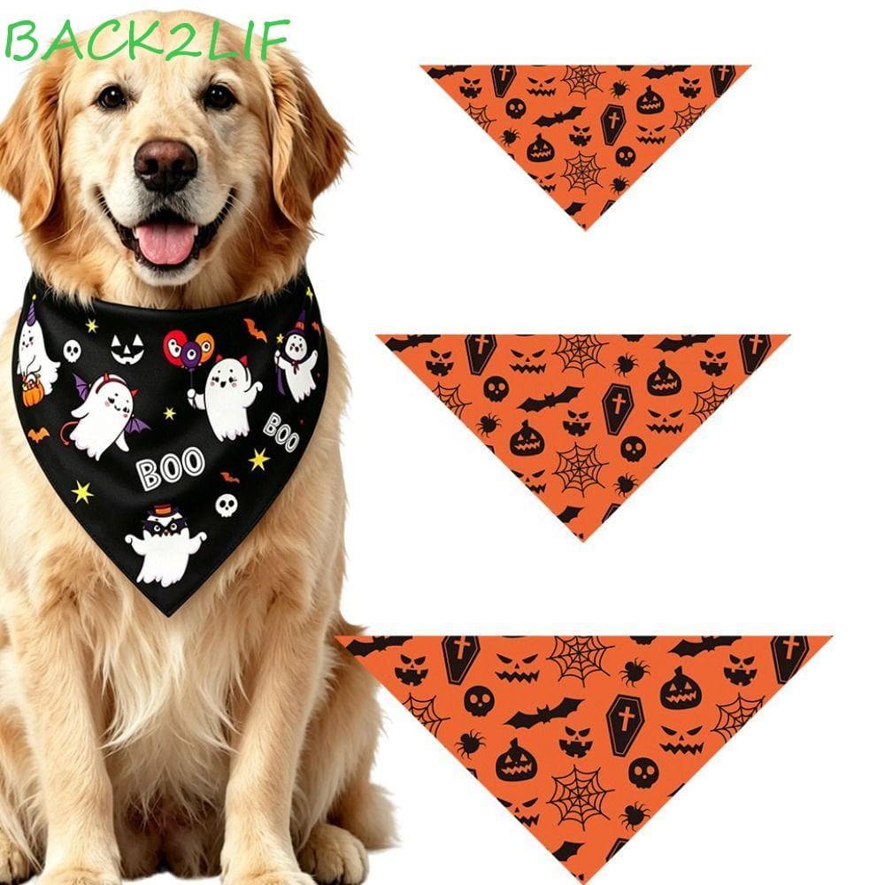 Bandana De Halloween Para Animais De Estimação BACK2LIF , Lenço Triangular De Cachorro Com Padrão Fantasma Fofo , Babado