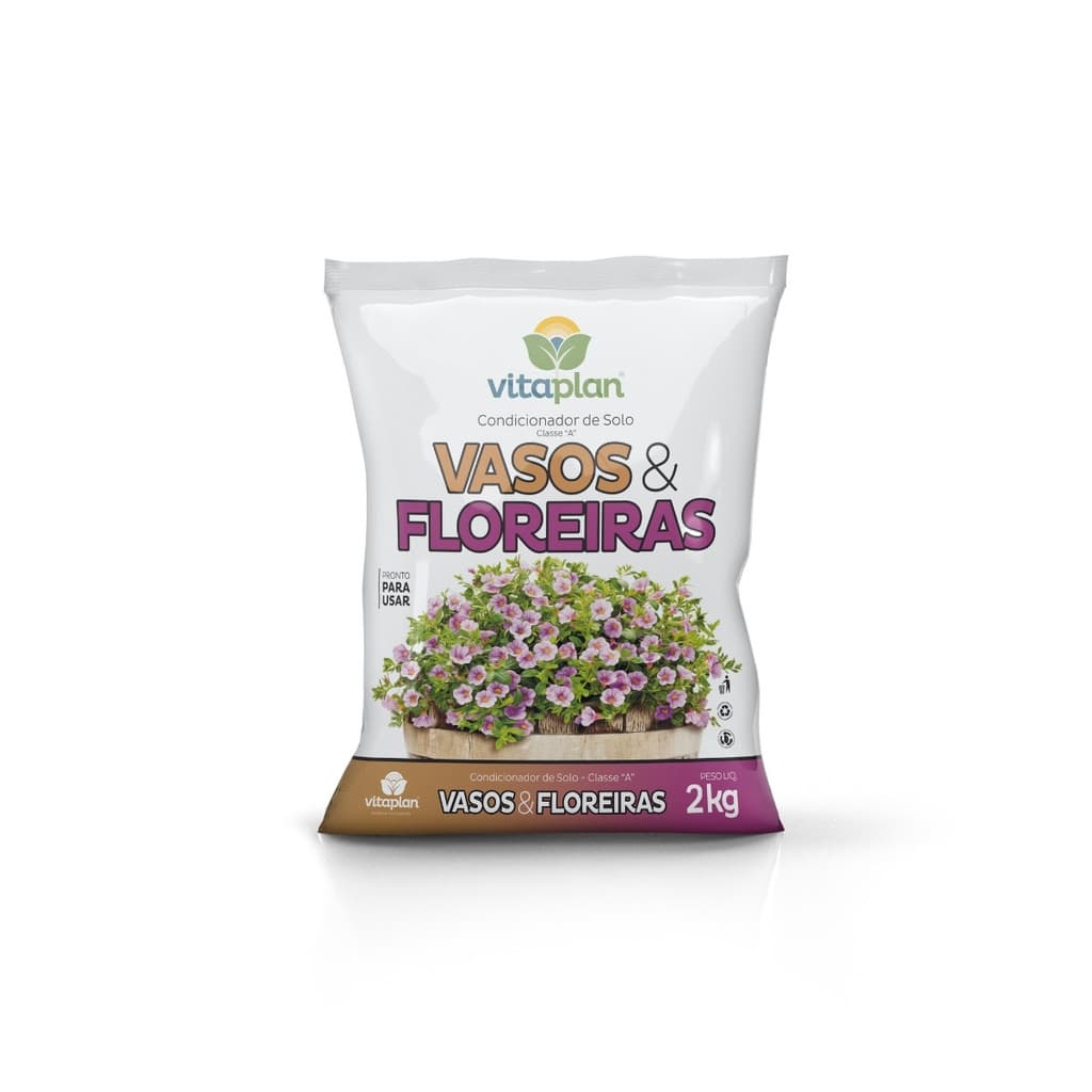 Substrato Vitaplan para Vasos e Floreiras 2kg Terra para Plantas Casca de Pinus Vermiculita