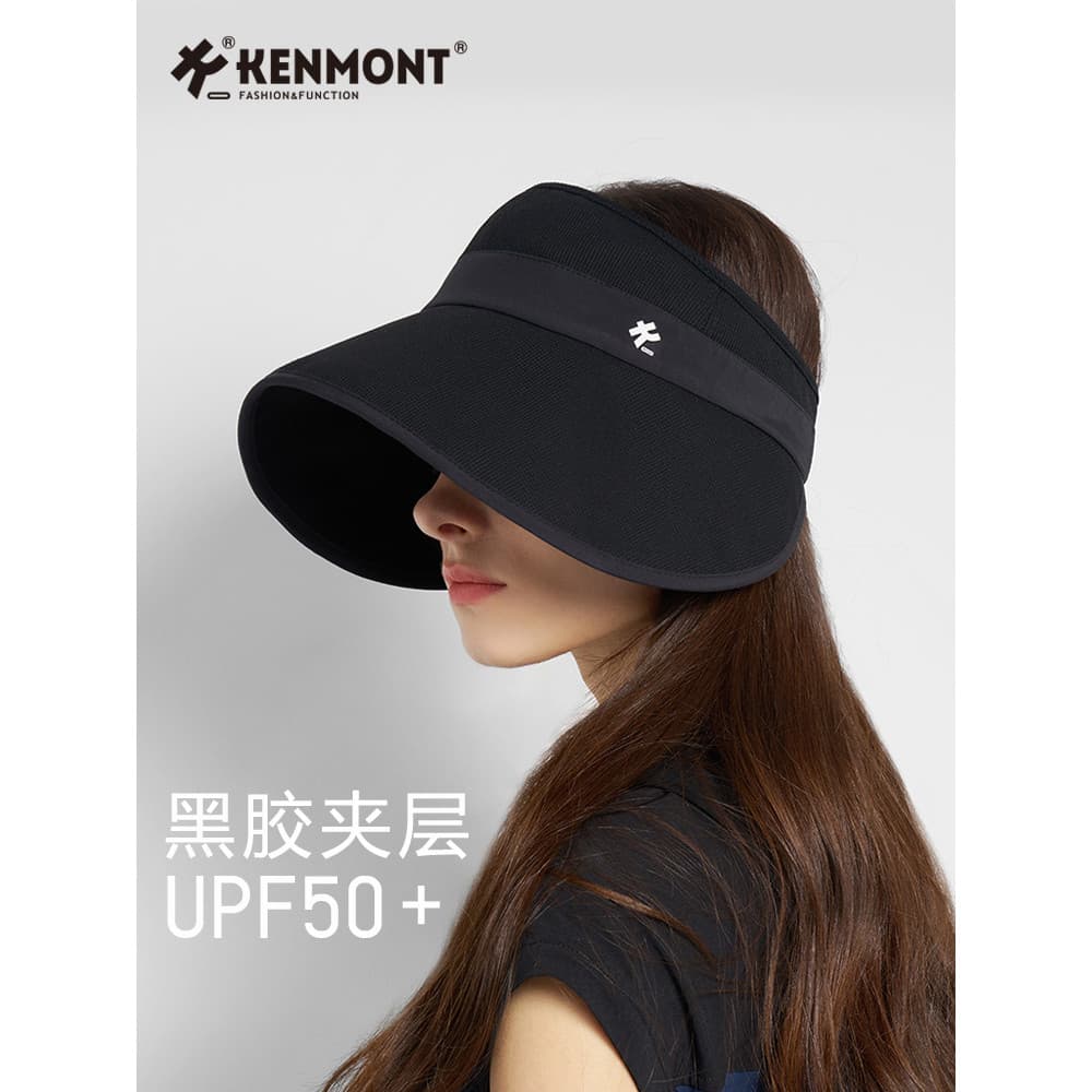 Kenmont Carmont Vazio Top Aba Grande Chapéu de Sol Feminino 2025 Verão Novo Estilo Chapéu de Sol Preto Dobrável Chapéu F