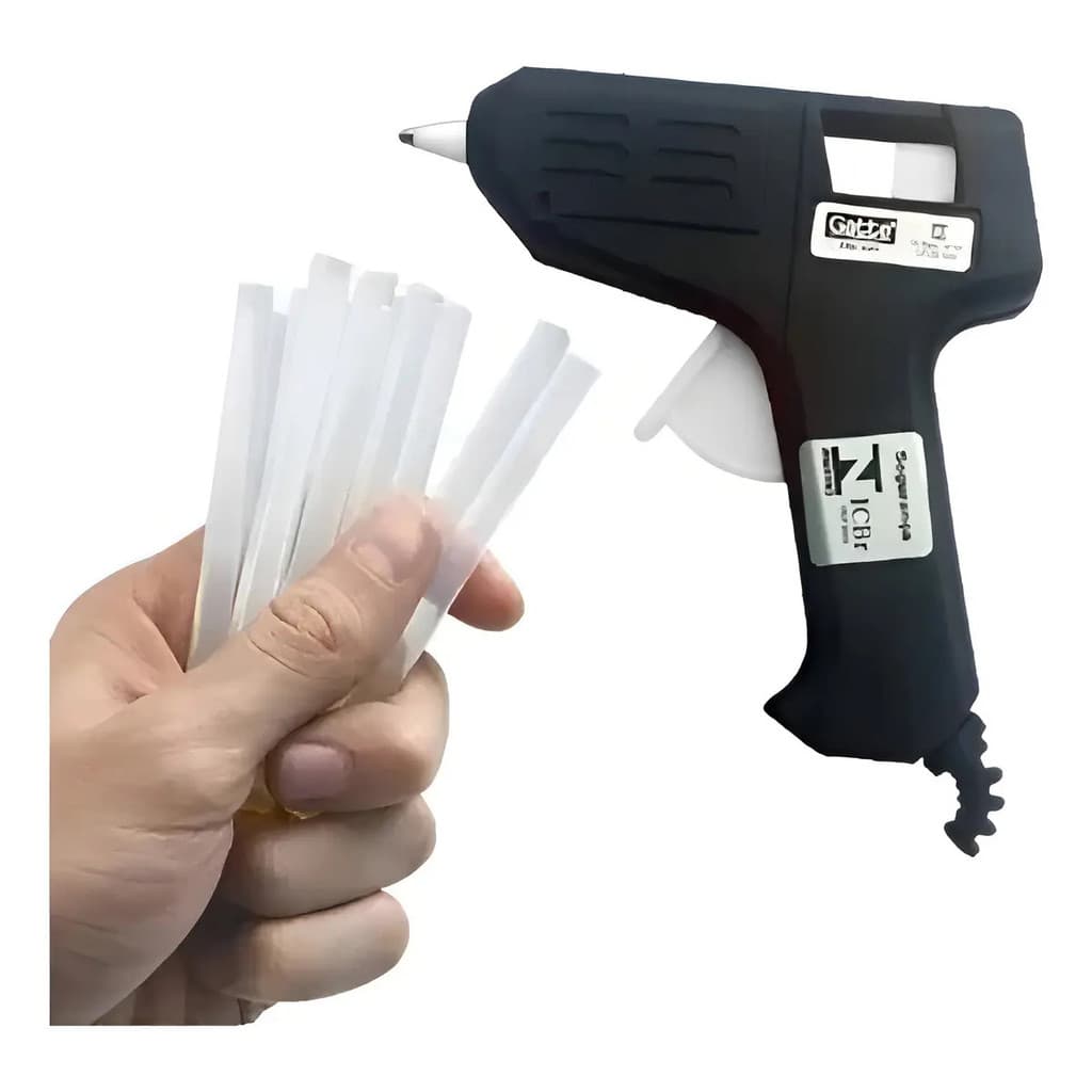 Pistola De Cola Quente Fina Gatte Bivolt 10w + 10 Bastões Cola