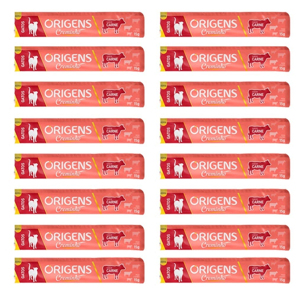 Kit Petisco Origens Creminho Carne para Gatos - 60g - 16 unidades