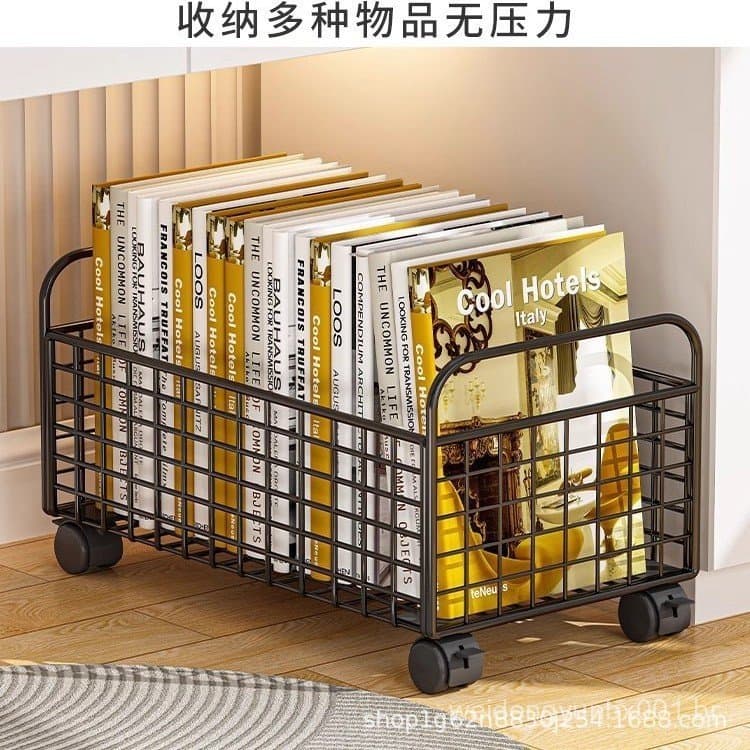 Suporte de armazenamento de livros sob a mesa, organizador de livros escolares, carrinho móvel com rodas, suporte de arm