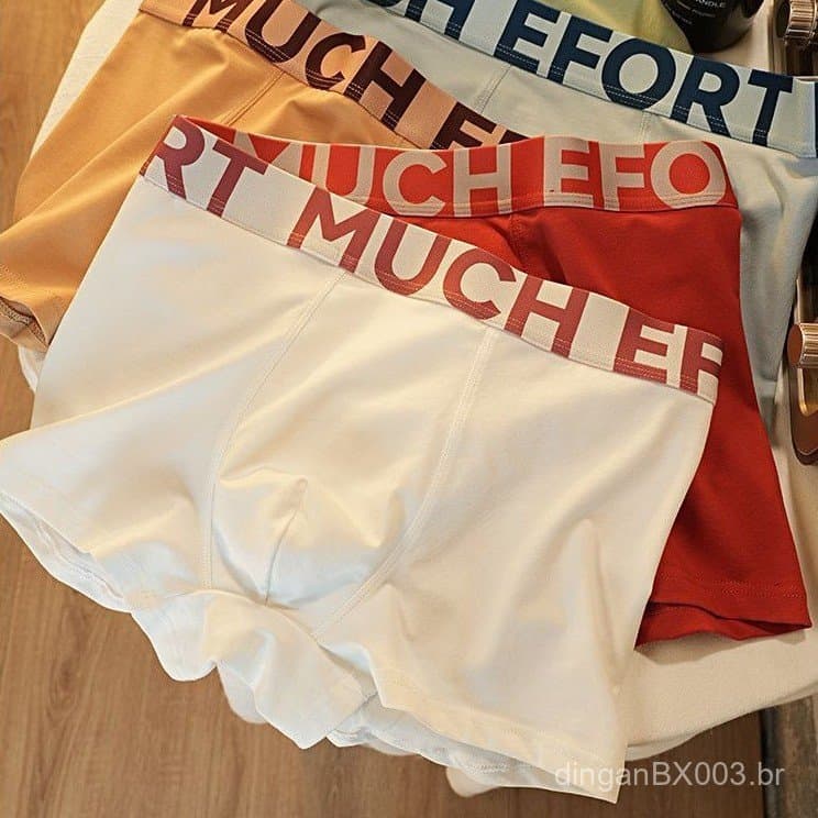 Cuecas boxer masculinas de algodão puro, shorts boxer com estampa de letras da moda juvenil, shorts respiráveis de cintu