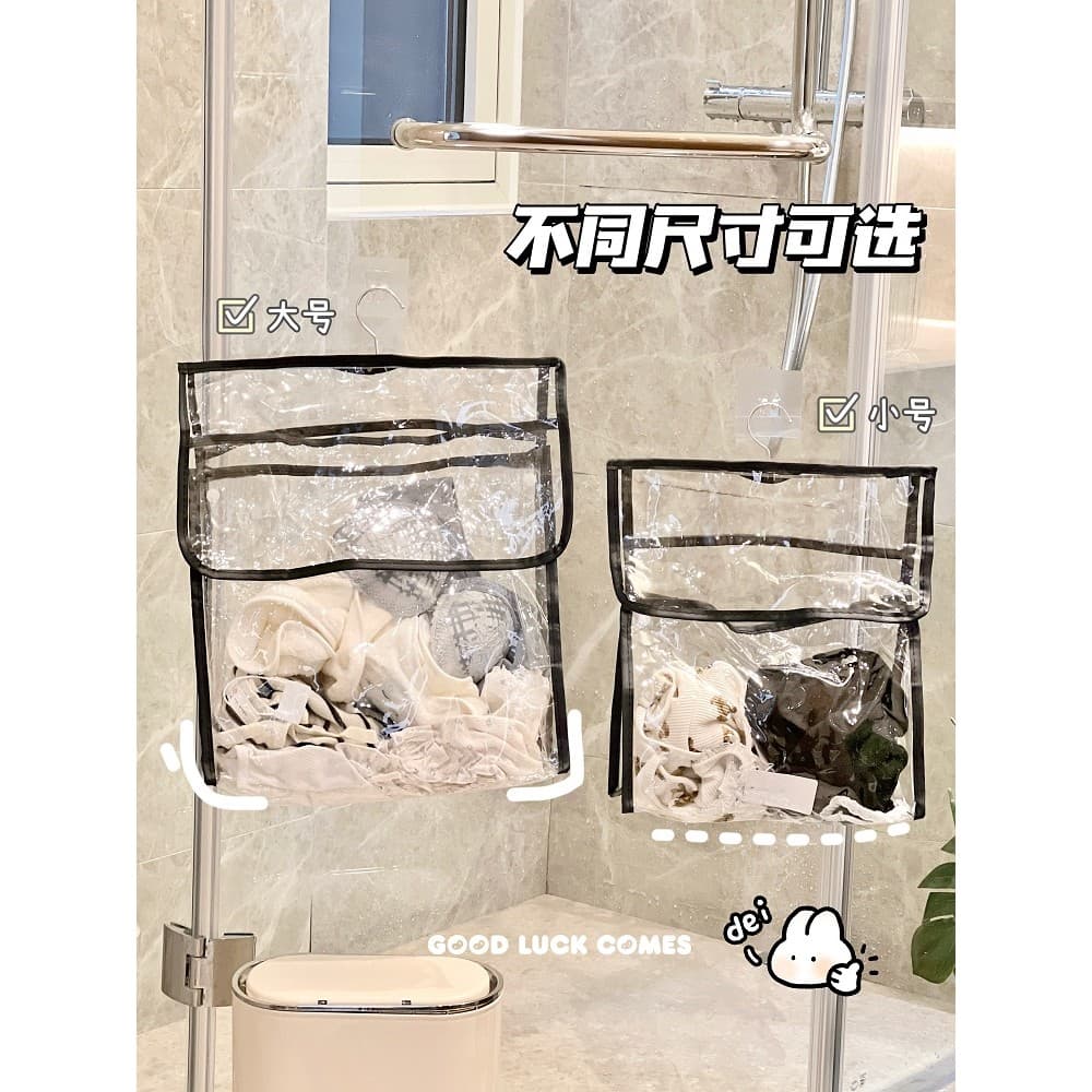 Transparente transparente doméstico banheiro toalete à prova dwaterproof água roupas toalha saco de armazenamento com ta